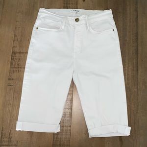 Frame denim le high straight white shorts 27